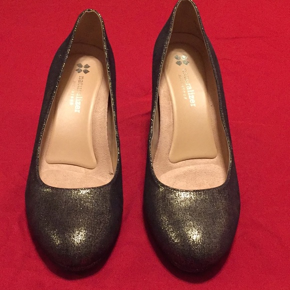 NATURALIZER N5 CONTOUR BLACK/GOLD SHINEY7.5M SHOES - Picture 3 of 7